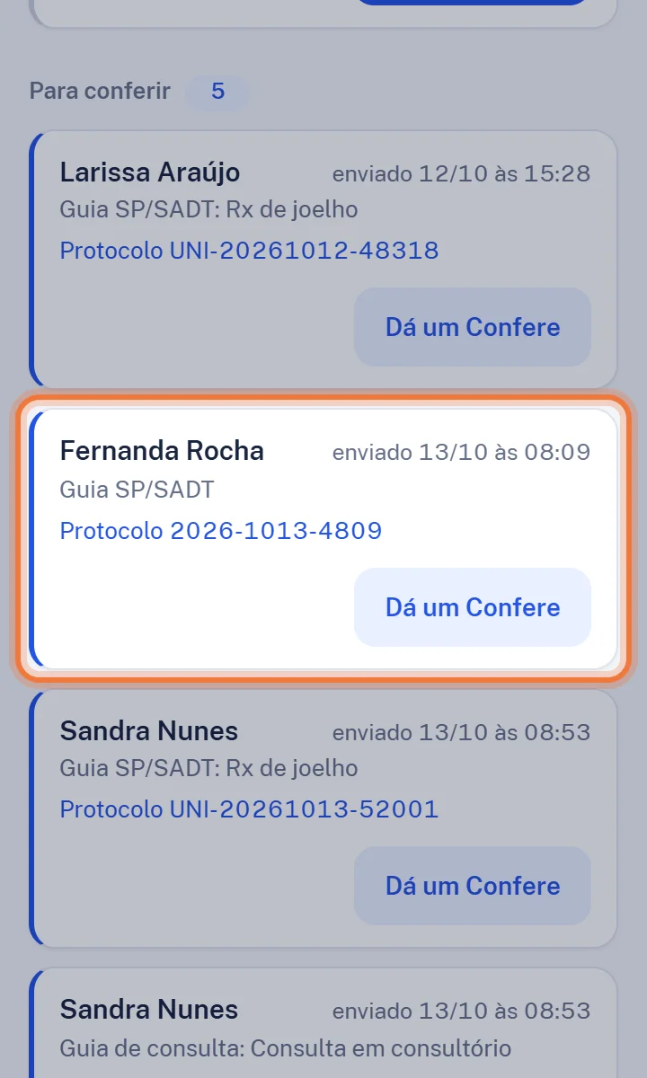 Extensão com a guia da Juliana Martins em Para conferir, com o protocolo e o botão Dá um Confere